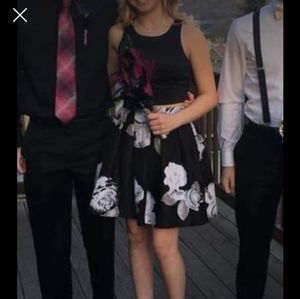 Black floral homecoming dress